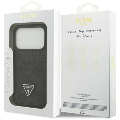 Étui pour Apple iPhone 17 Pro, Guess, 4G Double Card Triangle, Noir