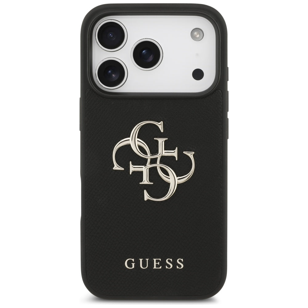 Étui pour Apple iPhone 17 Pro, Guess, 4G Grained Big and Classic Logo, Noir