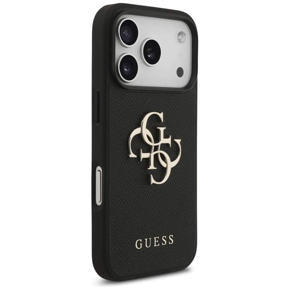 Étui pour Apple iPhone 17 Pro, Guess, 4G Grained Big and Classic Logo, Noir