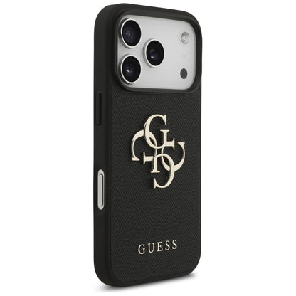 Étui pour Apple iPhone 17 Pro, Guess, 4G Grained Big and Classic Logo, Noir