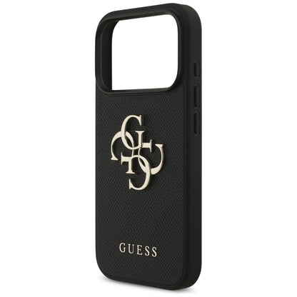 Étui pour Apple iPhone 17 Pro, Guess, 4G Grained Big and Classic Logo, Noir