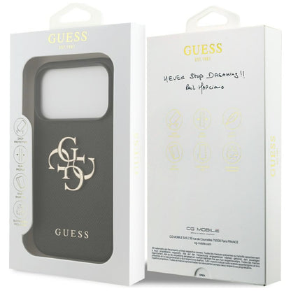 Étui pour Apple iPhone 17 Pro, Guess, 4G Grained Big and Classic Logo, Noir