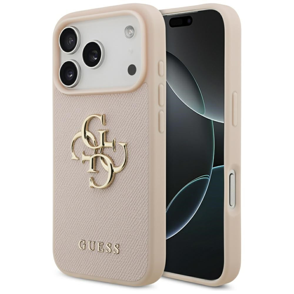Étui pour Apple iPhone 17 Pro, Guess, 4G Grained Big and Classic Logo, Rose