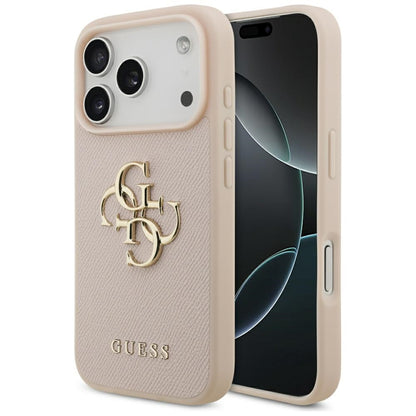 Étui pour Apple iPhone 17 Pro, Guess, 4G Grained Big and Classic Logo, Rose