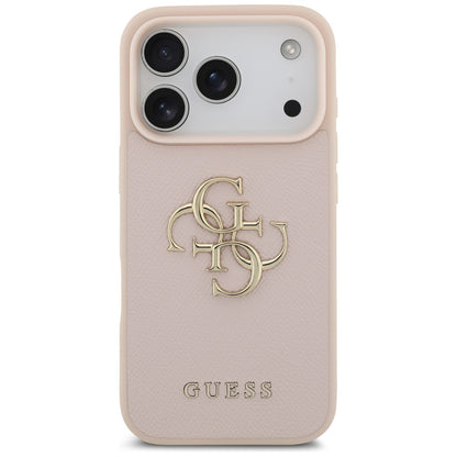 Étui pour Apple iPhone 17 Pro, Guess, 4G Grained Big and Classic Logo, Rose