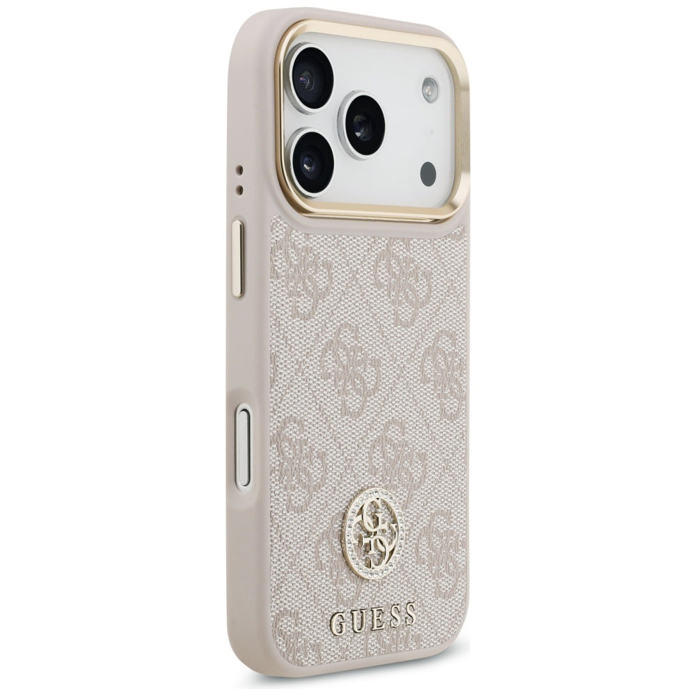Étui pour Apple iPhone 17 Pro, Guess, 4G Strass Logo et Big Strap, Rose