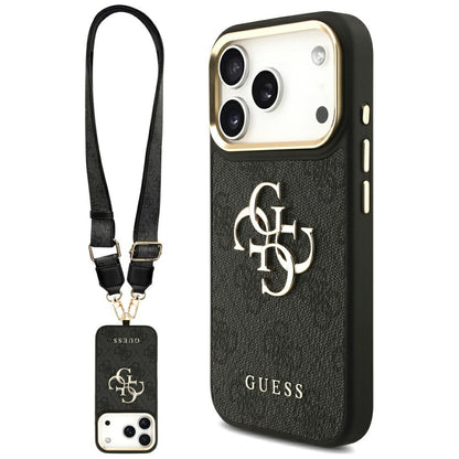 Étui pour Apple iPhone 17 Pro, Guess, Big 4G Classic Logo avec grande bandoulière, Noir