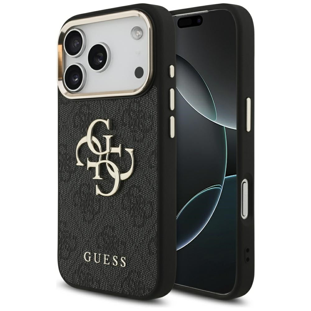 Étui pour Apple iPhone 17 Pro, Guess, Big 4G Logo Classic, Noir Doré.