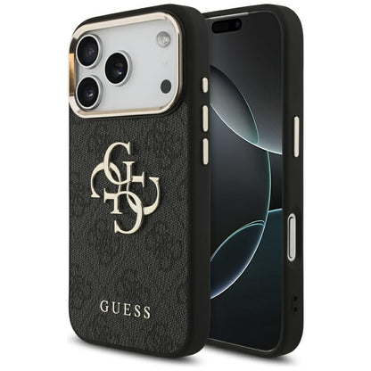 Étui pour Apple iPhone 17 Pro, Guess, Big 4G Logo Classic, Noir Doré.