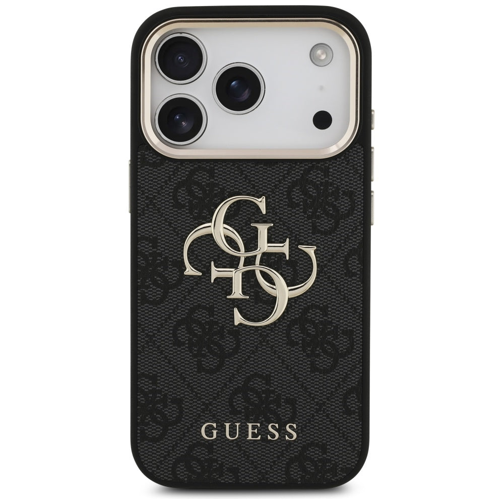 Étui pour Apple iPhone 17 Pro, Guess, Big 4G Logo Classic, Noir Doré.