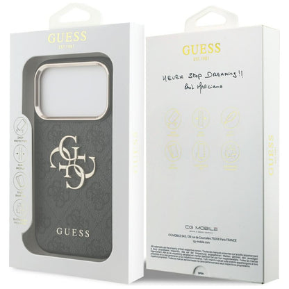 Étui pour Apple iPhone 17 Pro, Guess, Big 4G Logo Classic, Noir Doré.