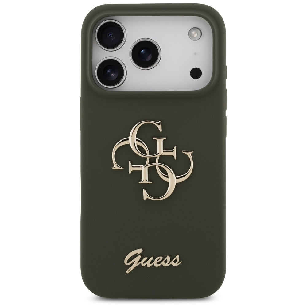 Étui pour Apple iPhone 17 Pro, Guess, Big 4G Script, Kaki