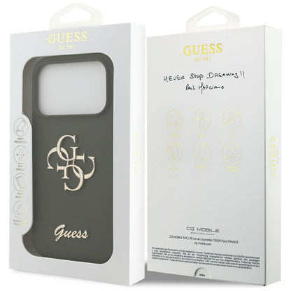 Étui pour Apple iPhone 17 Pro, Guess, Big 4G Script, Kaki