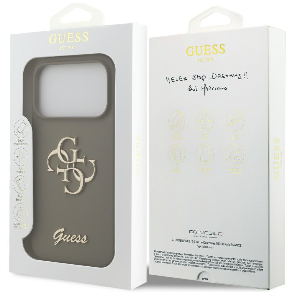 Étui pour Apple iPhone 17 Pro, Guess, Big 4G Script, Marron