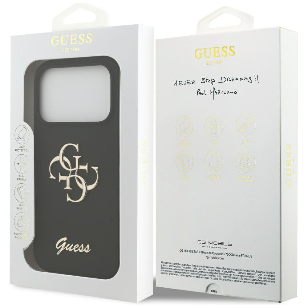 Case for Apple iPhone 17 Pro, Guess, Big 4G Script, Black