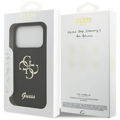Case for Apple iPhone 17 Pro, Guess, Big 4G Script, Black
