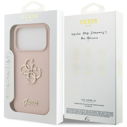 Étui pour Apple iPhone 17 Pro, Guess, Big 4G Script, Rose Clair