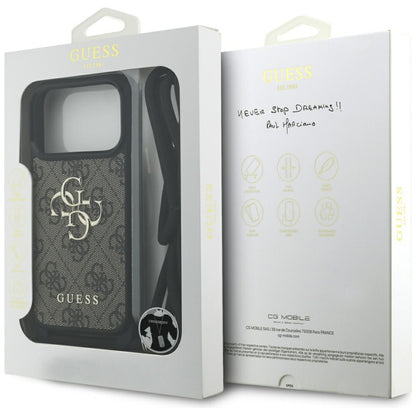 Housse pour Apple iPhone 17 Pro, Guess, Crossbody Cord 4G Big Log, Marron