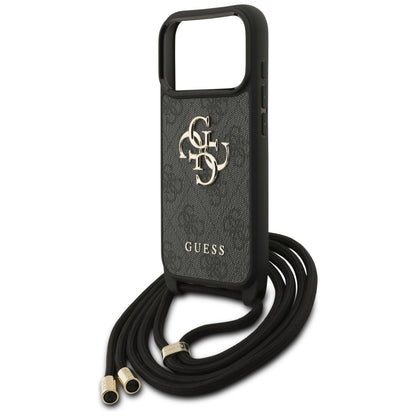Housse pour Apple iPhone 17 Pro, Guess, Crossbody Cord 4G Big Log, Noire