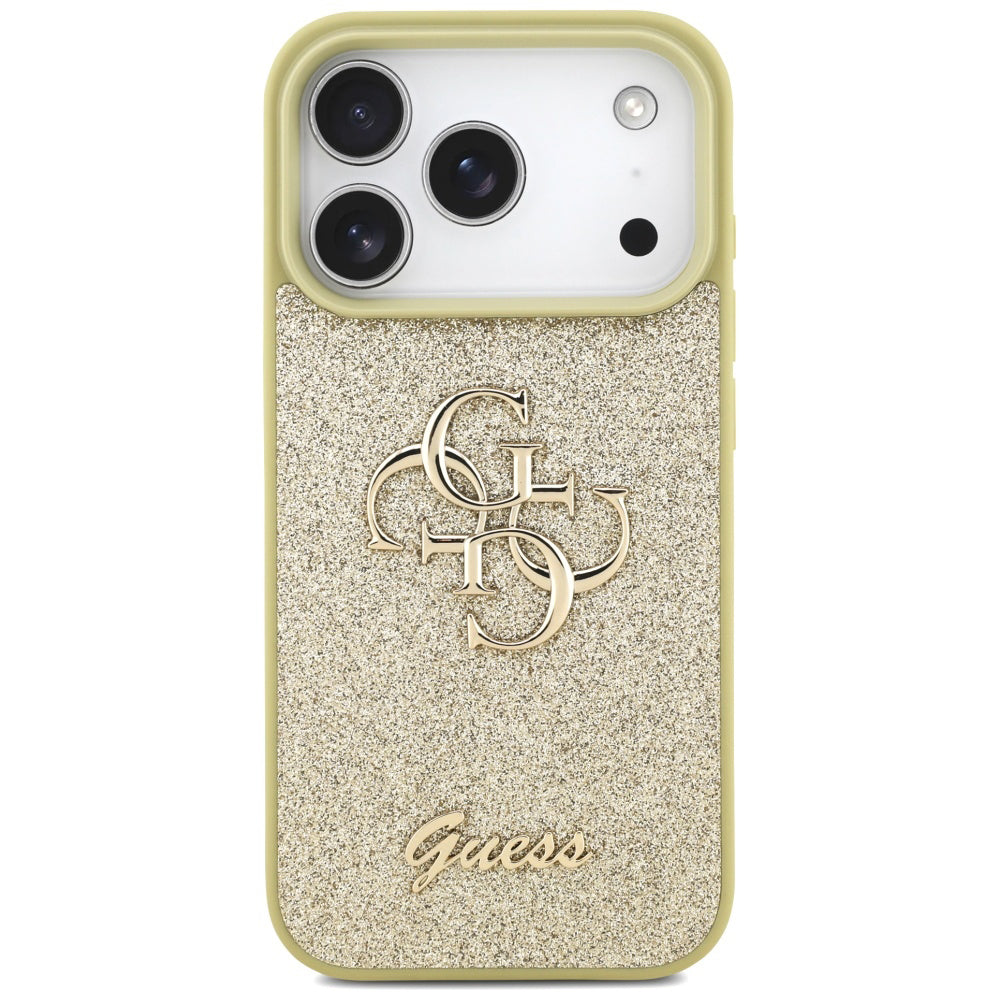 Étui pour Apple iPhone 17 Pro, Guess, Fixed Glitter Big 4G, Doré