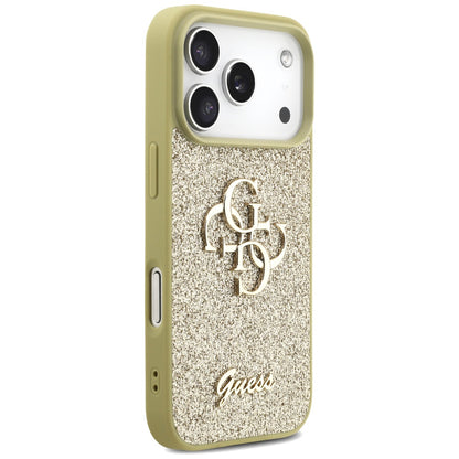Étui pour Apple iPhone 17 Pro, Guess, Fixed Glitter Big 4G, Doré
