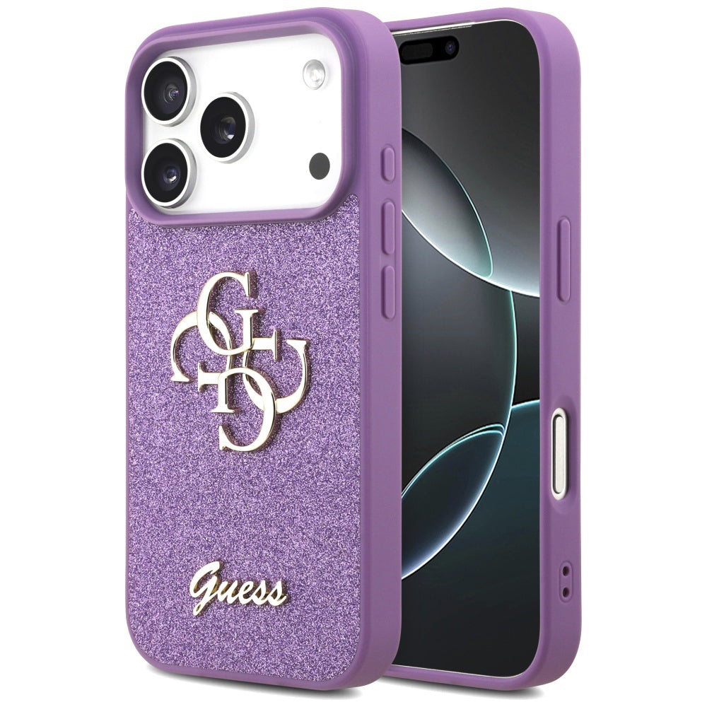 Case for Apple iPhone 17 Pro, Guess, Fixed Glitter Big 4G, Purple