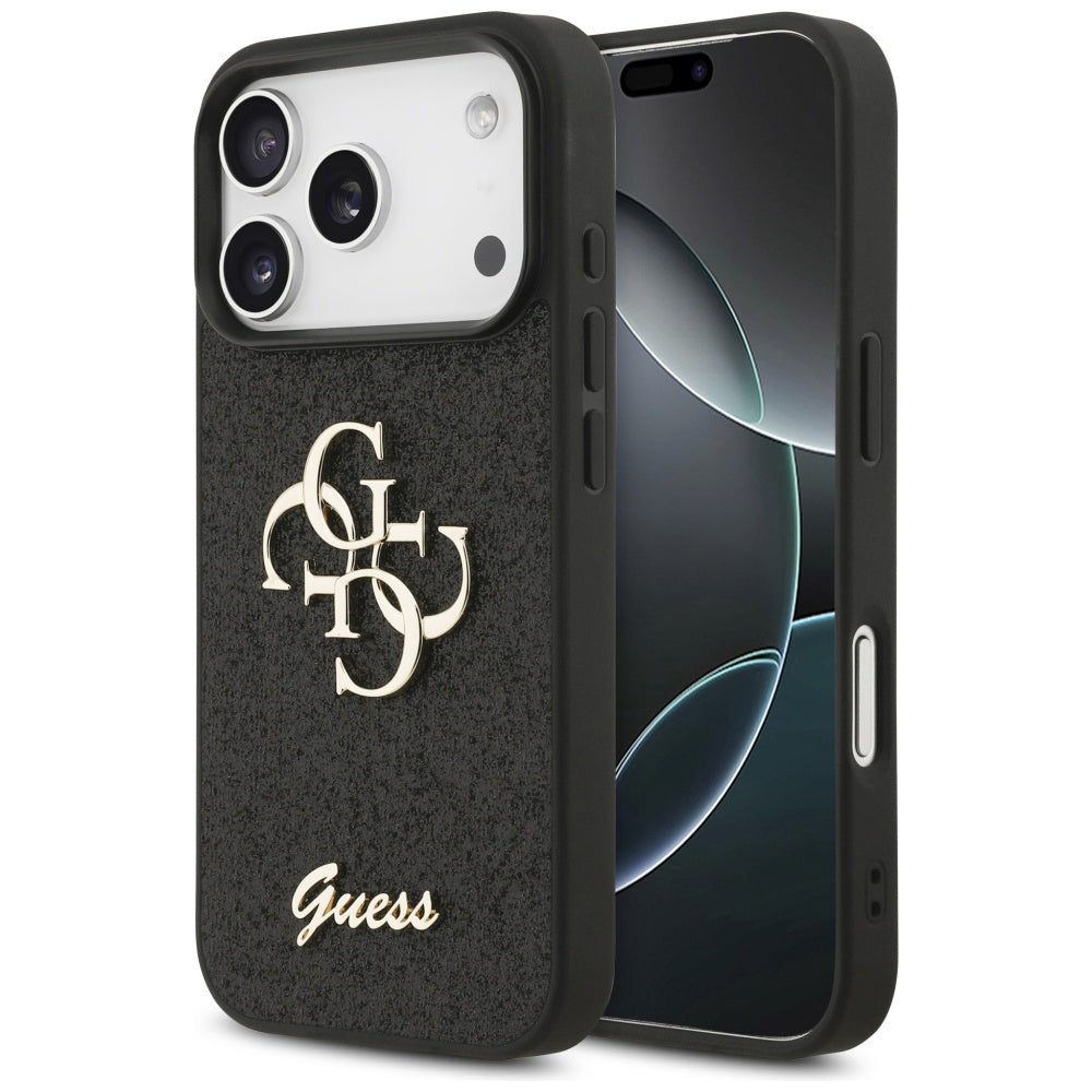 Étui pour Apple iPhone 17 Pro, Guess, Fixed Glitter Big 4G, Noir