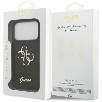 Étui pour Apple iPhone 17 Pro, Guess, Fixed Glitter Big 4G, Noir
