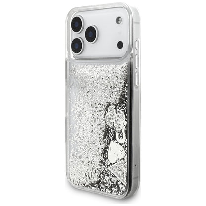 Case for Apple iPhone 17 Pro, Guess, Liquid Glitter Charms, Silver