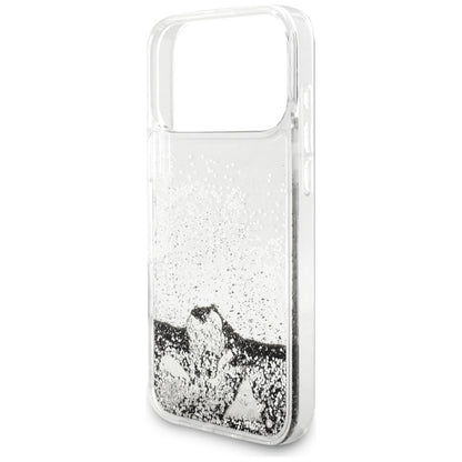 Case for Apple iPhone 17 Pro, Guess, Liquid Glitter Charms, Silver