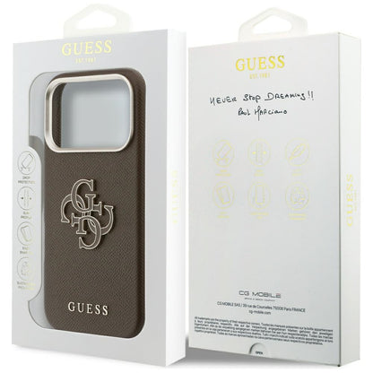Étui pour Apple iPhone 17 Pro, GUESS, Logo Résine, Marron