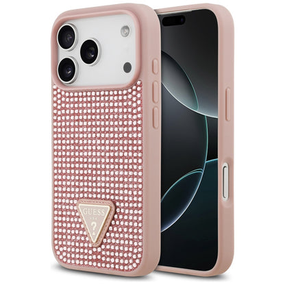 Étui pour Apple iPhone 17 Pro, Guess, Logo Triangle en Strass, Rose