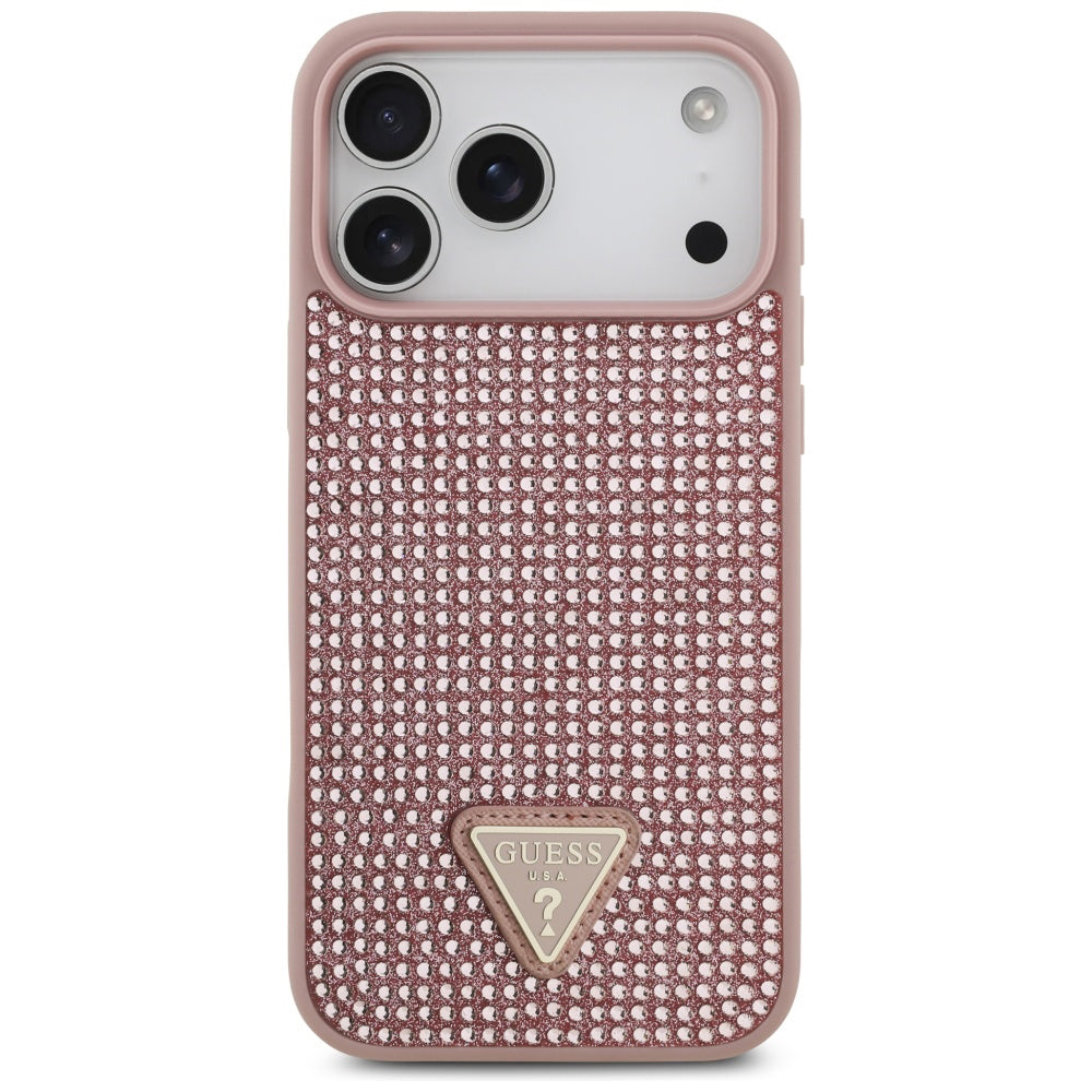 Étui pour Apple iPhone 17 Pro, Guess, Logo Triangle en Strass, Rose