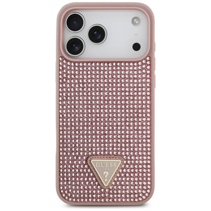 Étui pour Apple iPhone 17 Pro, Guess, Logo Triangle en Strass, Rose