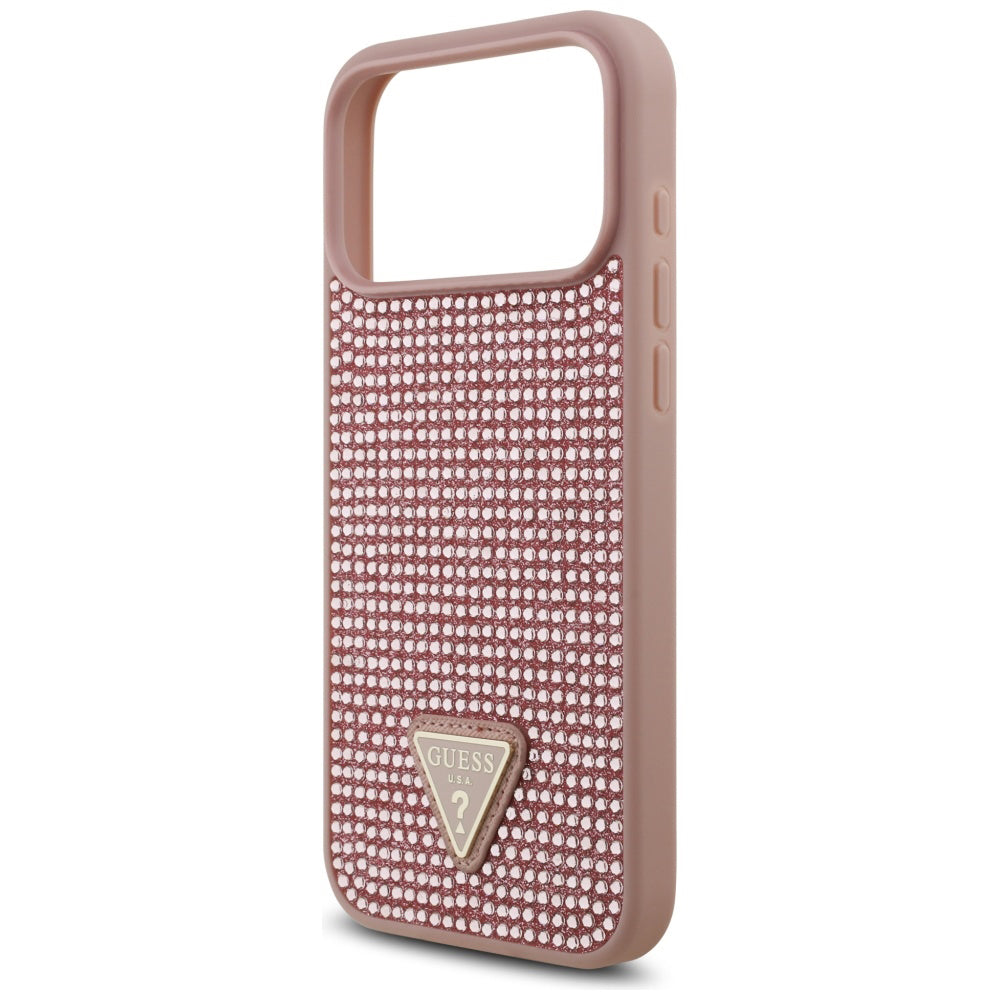 Étui pour Apple iPhone 17 Pro, Guess, Logo Triangle en Strass, Rose