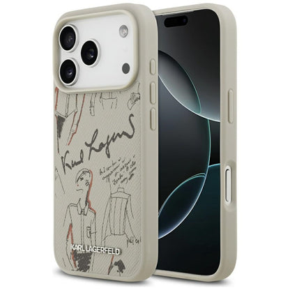 Étui pour Apple iPhone 17 Pro, Karl Lagerfeld, Logo Motif Grainé, Gris