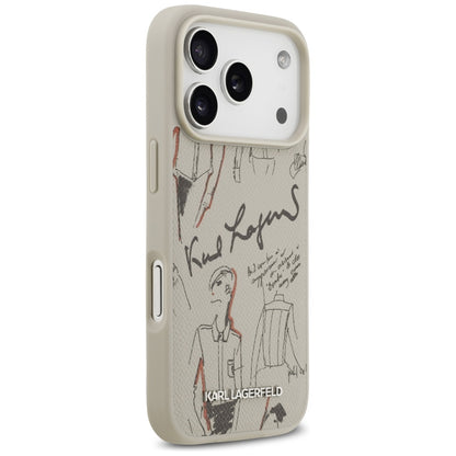 Étui pour Apple iPhone 17 Pro, Karl Lagerfeld, Logo Motif Grainé, Gris