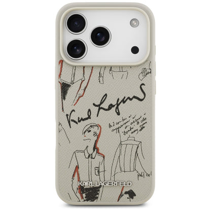 Étui pour Apple iPhone 17 Pro, Karl Lagerfeld, Logo Motif Grainé, Gris