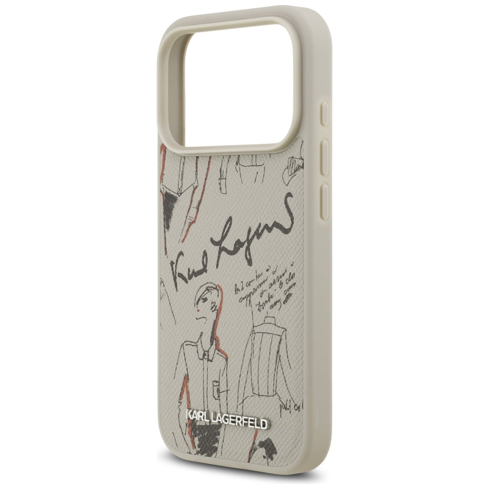 Étui pour Apple iPhone 17 Pro, Karl Lagerfeld, Logo Motif Grainé, Gris