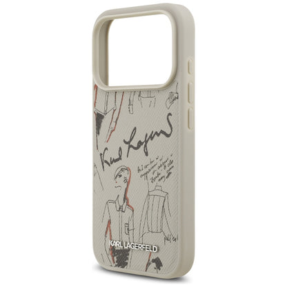 Étui pour Apple iPhone 17 Pro, Karl Lagerfeld, Logo Motif Grainé, Gris