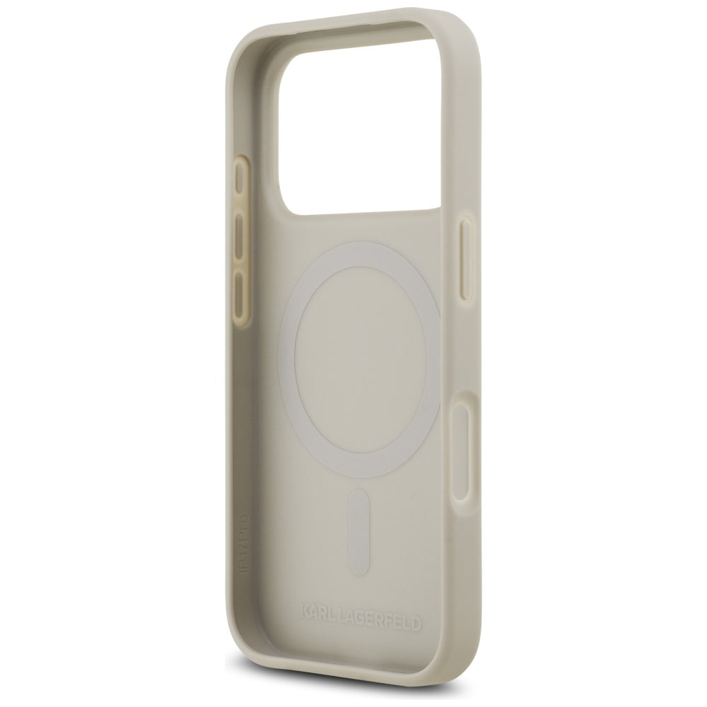 Étui pour Apple iPhone 17 Pro, Karl Lagerfeld, Logo Motif Grainé, Gris