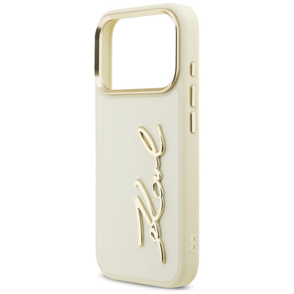 Étui pour Apple iPhone 17 Pro, Karl Lagerfeld, Script Logo, Beige