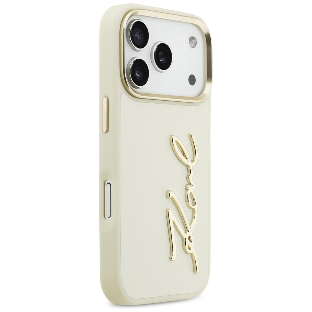 Étui pour Apple iPhone 17 Pro, Karl Lagerfeld, Script Logo, Beige