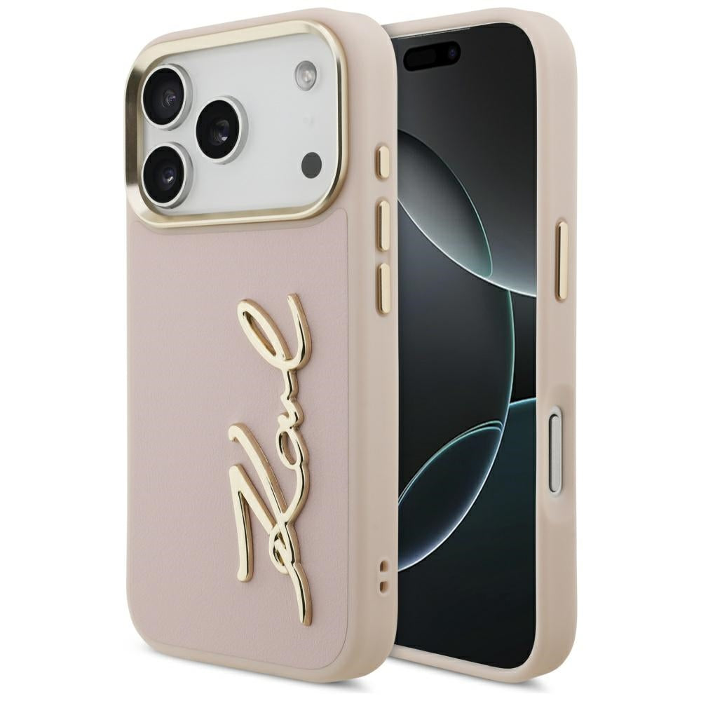 Étui pour Apple iPhone 17 Pro, Karl Lagerfeld, Script Logo, Rose