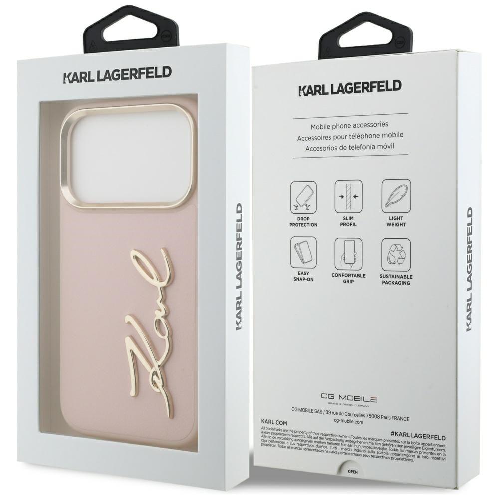Étui pour Apple iPhone 17 Pro, Karl Lagerfeld, Script Logo, Rose