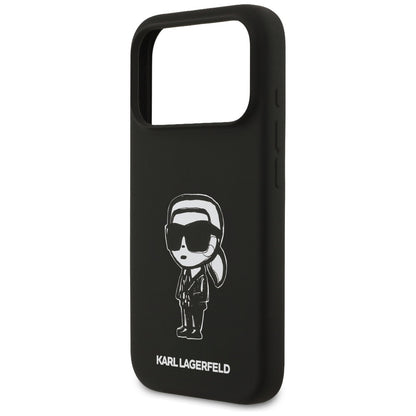 Étui pour Apple iPhone 17 Pro, Karl Lagerfeld, Sketch and Logo Karl, Noir
