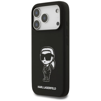 Étui pour Apple iPhone 17 Pro, Karl Lagerfeld, Sketch and Logo Karl, Noir