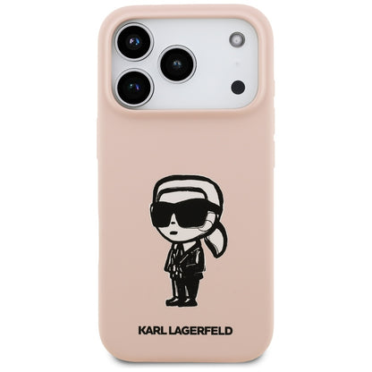 Étui pour Apple iPhone 17 Pro, Karl Lagerfeld, Sketch and Logo Karl, Rose