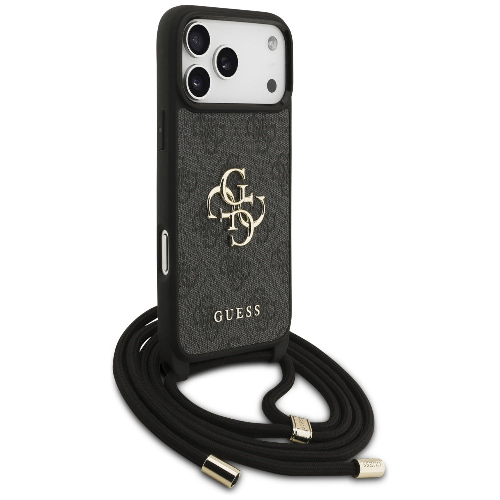 Étui pour Apple iPhone 17 Pro Max, Guess, 4G CBDY Grand Logo avec Bandoulière, Noir