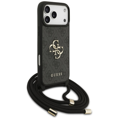 Étui pour Apple iPhone 17 Pro Max, Guess, 4G CBDY Grand Logo avec Bandoulière, Noir
